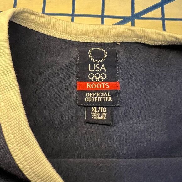 2004 Roots USA Olympics T-Shirt Size XL Navy USA Spellout Short Sleeve Shirt - Picture 7 of 8